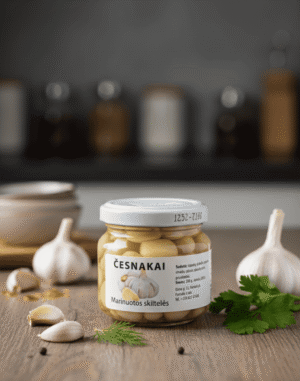 Marinuotų česnakų skiltelės